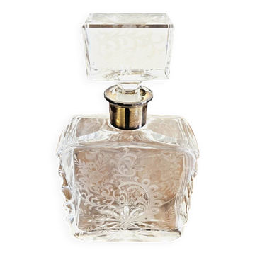 Carafe à whisky en cristal et argent 925 – Décor floral gravé