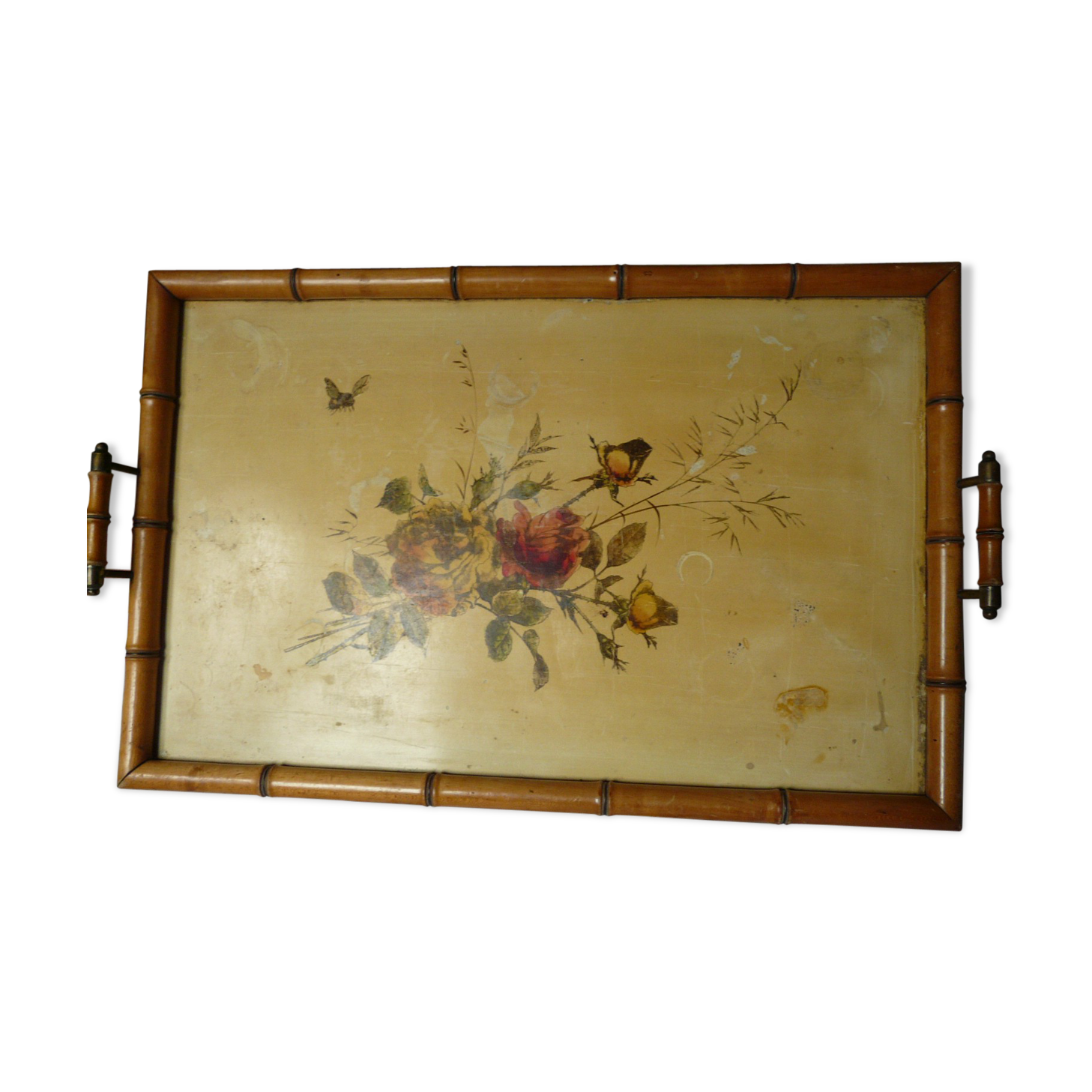 Large napoleon III bamboo floral decoration