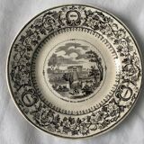 6 old dessert plates Old and Johnston Bordeaux 19th century Médoc and its castles