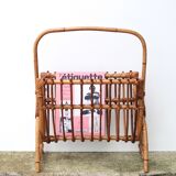 Bamboo and rattan magazine rack, 1950s