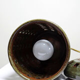 Vintage table lamp, glazed stoneware, perforated "Building" signed.