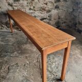 Old French oak console – Long and narrow farmhouse table 241 cm – Vichy hospital workshop from the 1950s