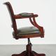 Green Cowhide Leather and Wooden Office Chair in English Style on Casters