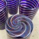 6 Murano art goblet glasses tricolor spirals