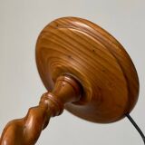 Turned wood lamp.