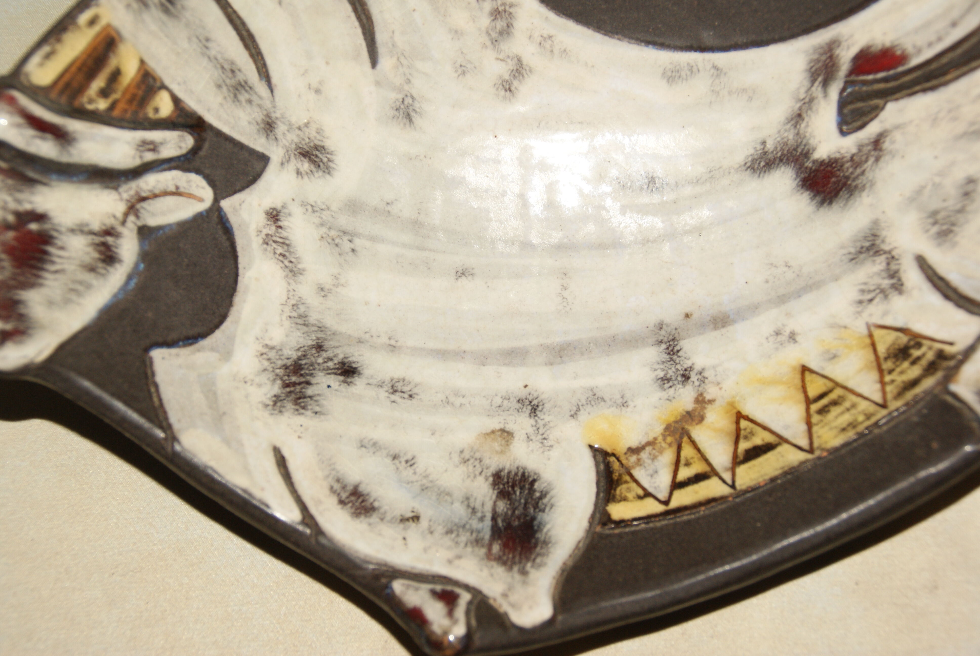 Empty Swiss ceramic pocket KOHLER BIEL pottery alpine pastures cow bell