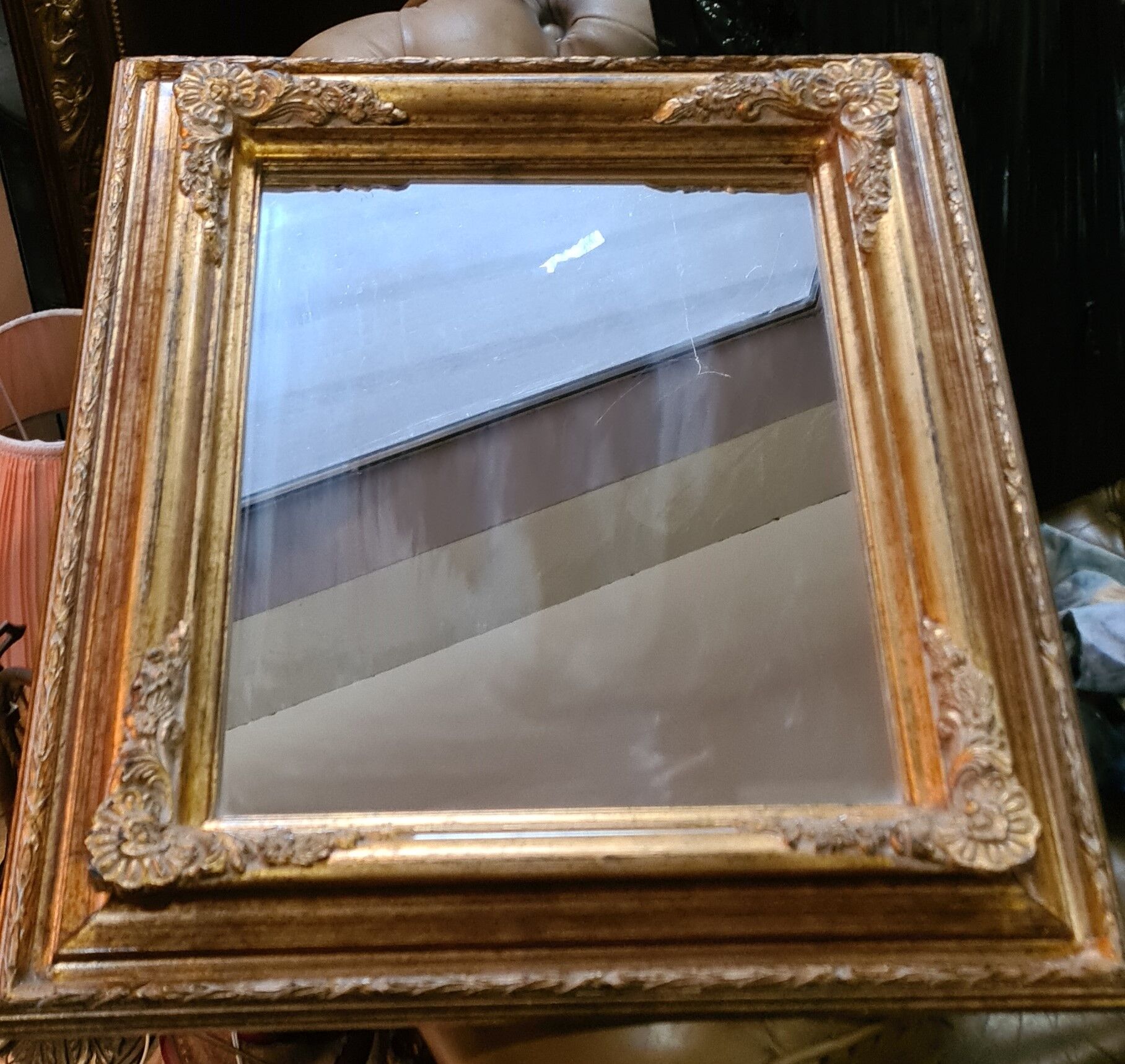 Mirror wood patina gold 58x70