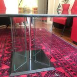 Table basse vintage en verre carrée
