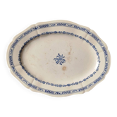 1938 /1950 Grand plat Faience Gien 39 cm bleu blanc
