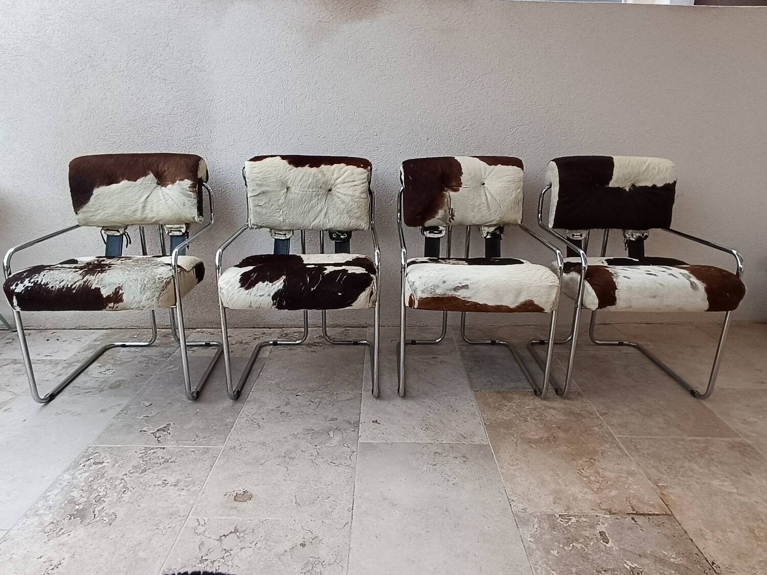 Set of 4 vintage Cucroma armchairs – Guido Faleschini – leather