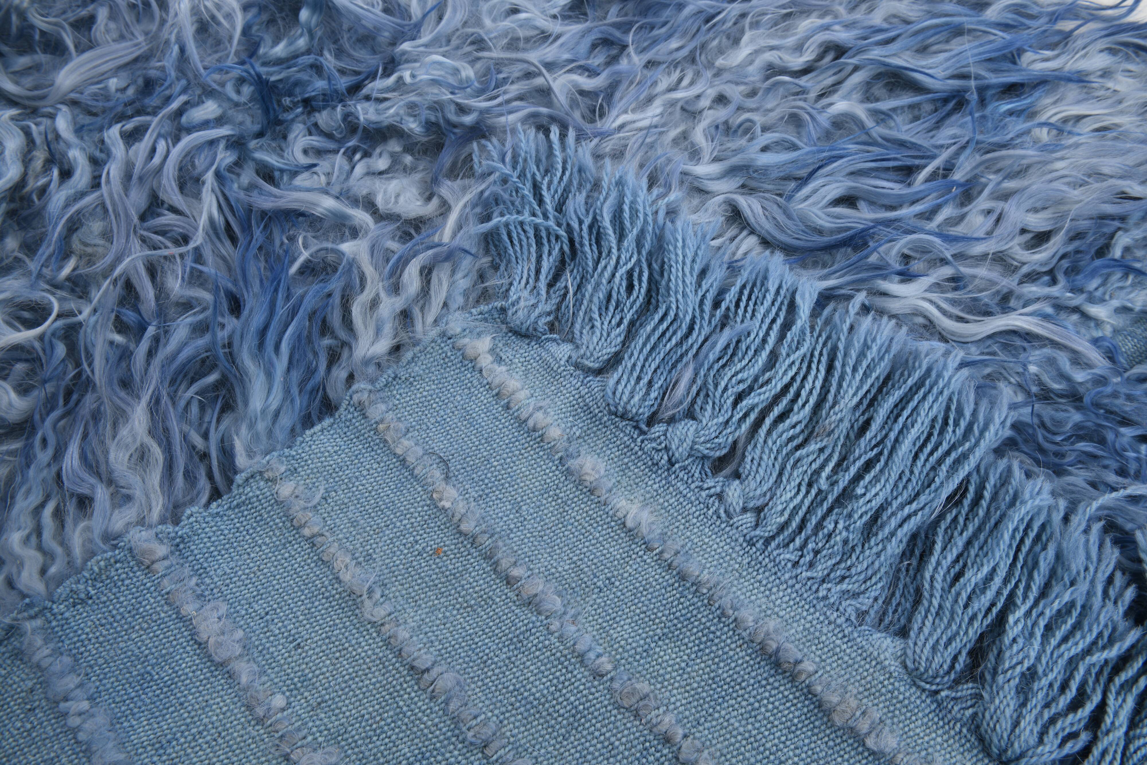 3x9 blue vintage runner rug 85x290cm