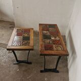 Pair of ceramic and metal nesting tables 1970