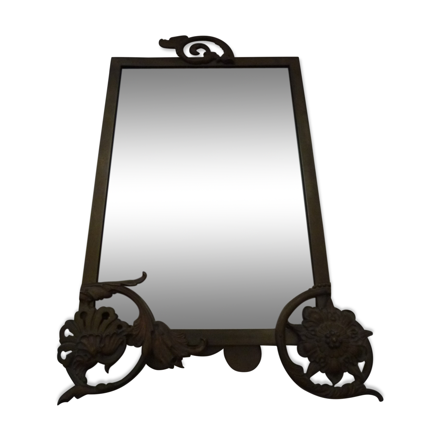 Mirror to ask bronze and brass beginning XXth 32 x 45 cm