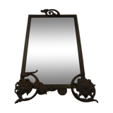 Mirror to ask bronze and brass beginning XXth 32 x 45 cm