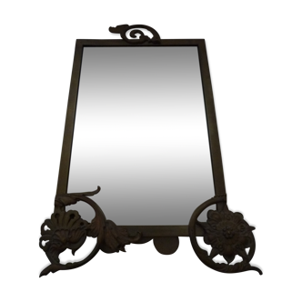 Miroir à poser bronze et laiton début XXème 32 x 45 cm