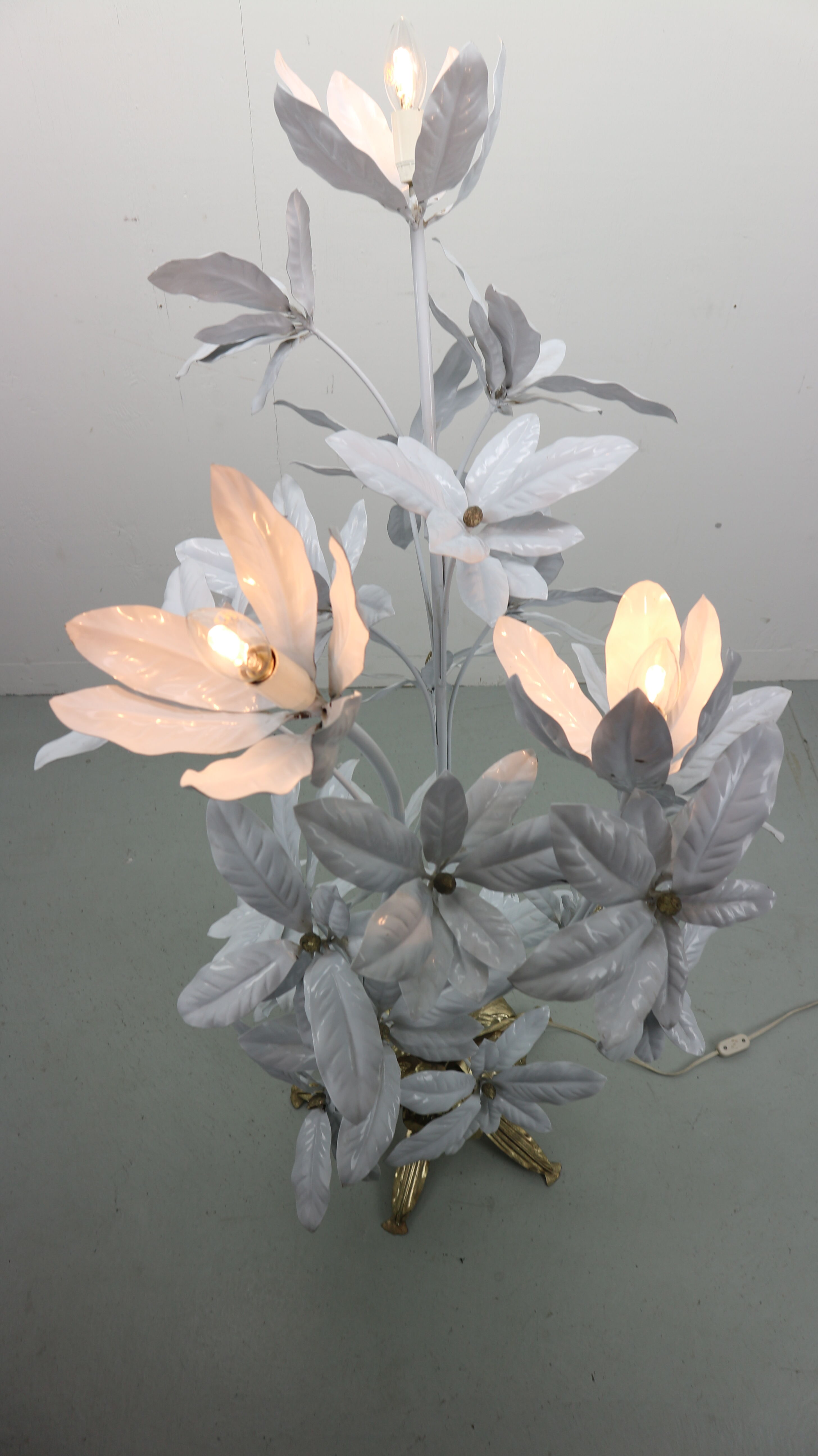 Flower Brass Floor Lamp, 1970s