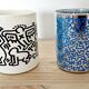 Pair of Keith Haring pots in opaline.