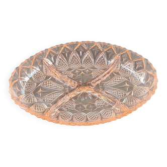 Pink glass aperitif server: Art Deco