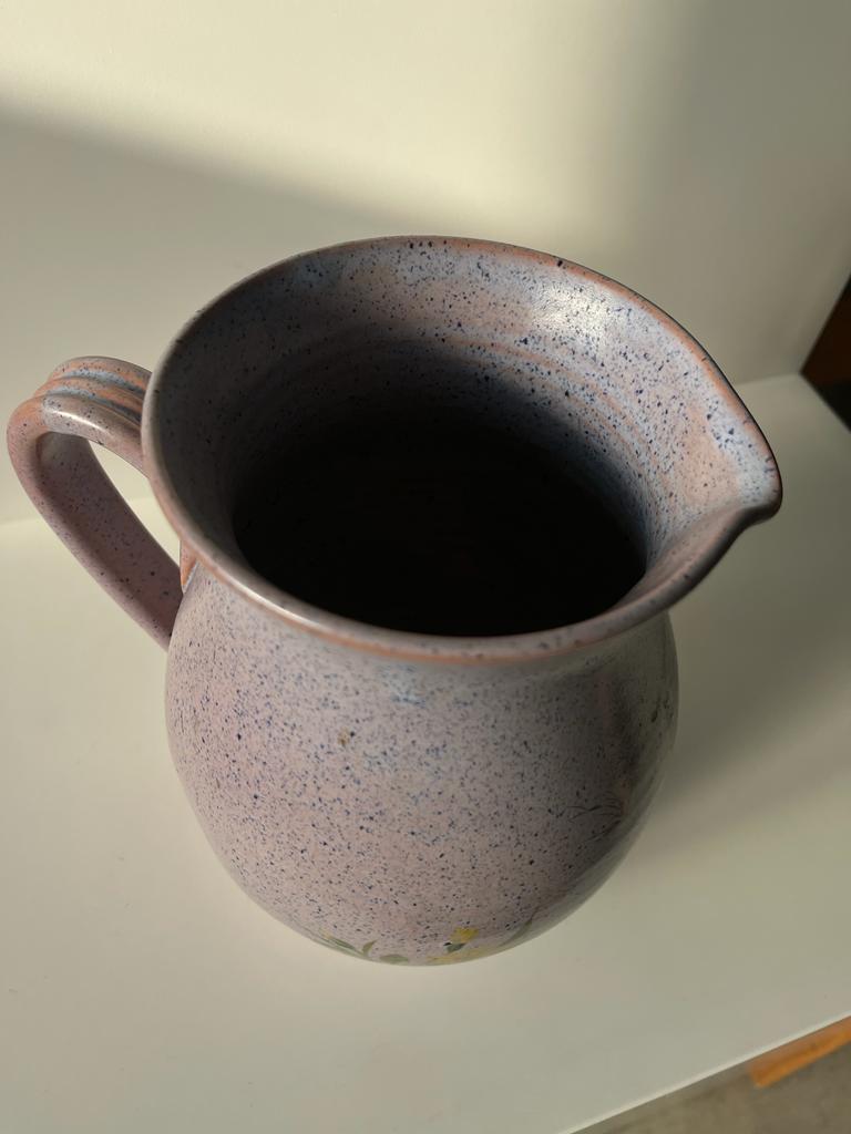 Vintage purple carafe with field flower patterns H:20cm