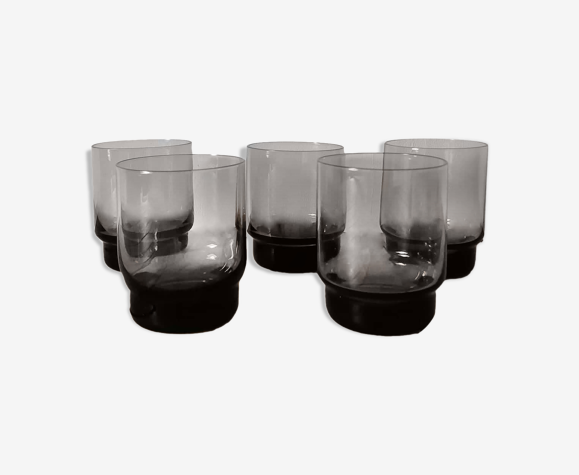 Lot de 5 verres en verre fumé
