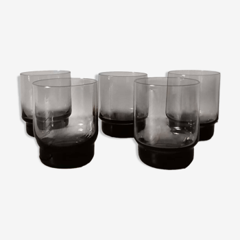 Lot of 5 glasses of smoked glass
