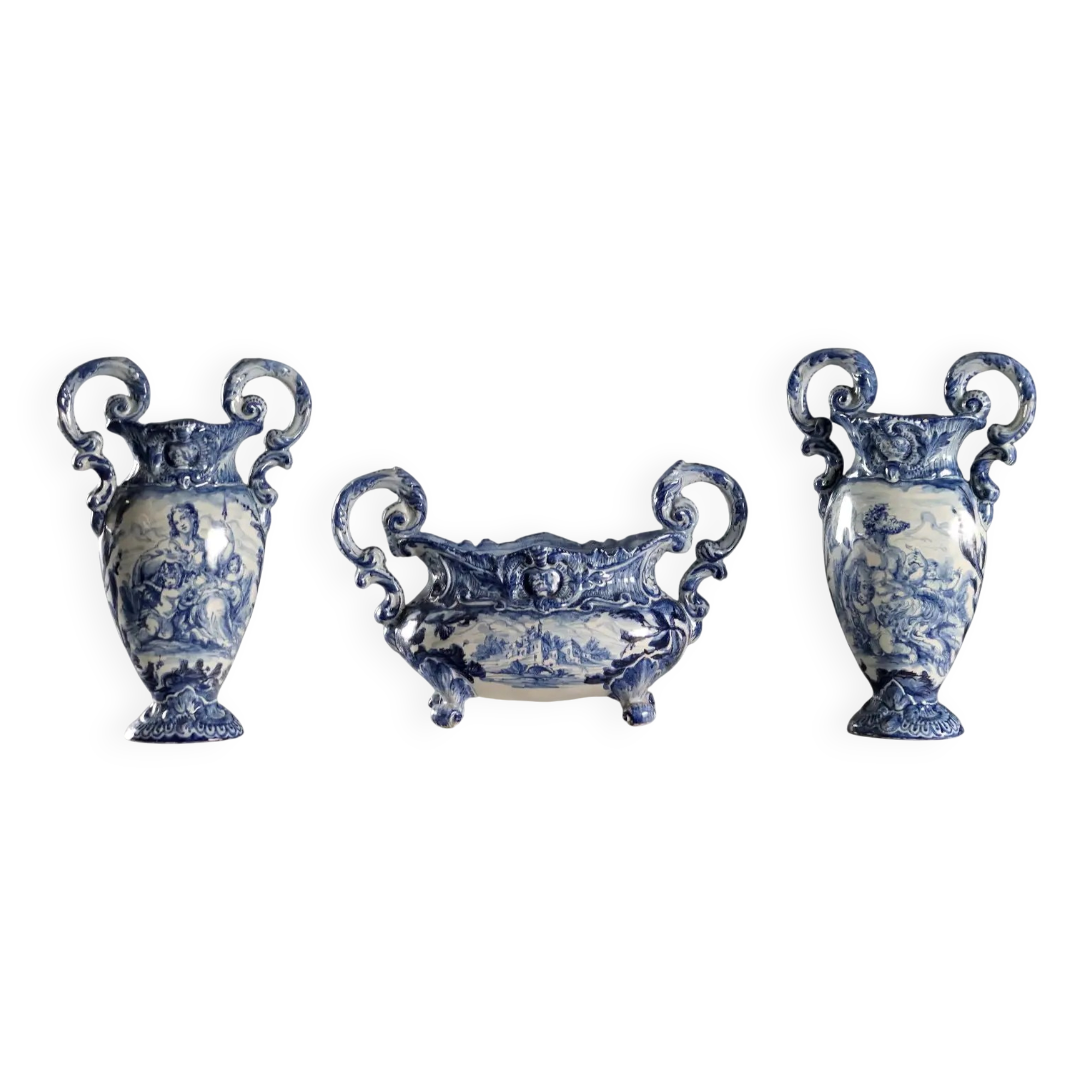 Ancient triptych of vases Giuseppe Mazzotti Albissola 20th Century