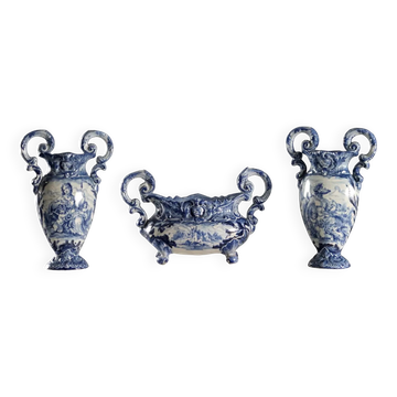 Ancient triptych of vases Giuseppe Mazzotti Albissola 20th Century