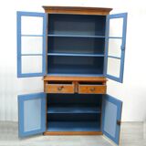Antique softwood buffet in natural + blue, Gründerzeit style