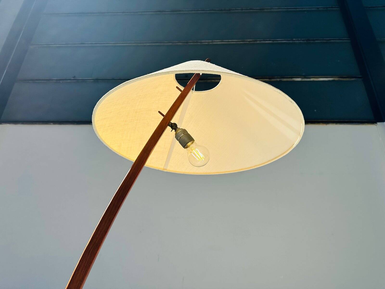 Vintage teak Dornstab floor lamp by J.T. Kalmar & A. Pöll, Austria, 1947