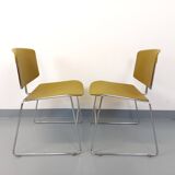 2 vintage Max Stacker Steelcase plastic and chrome stacking chairs