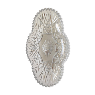 Vintage 60s molded crystal oval dish
