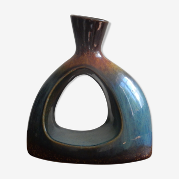 Blue and brown ceramic vase