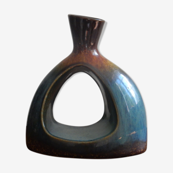 Vase en céramique bleu et marron