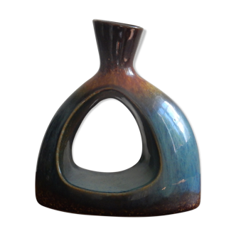 Blue and brown ceramic vase