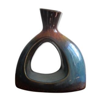 Vase en céramique bleu et marron