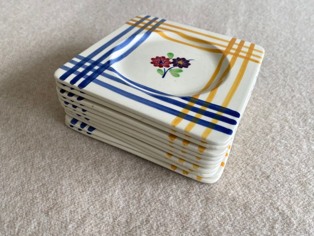 10 dessert plates or aperitif in Gien earthenware - 15x15 cm