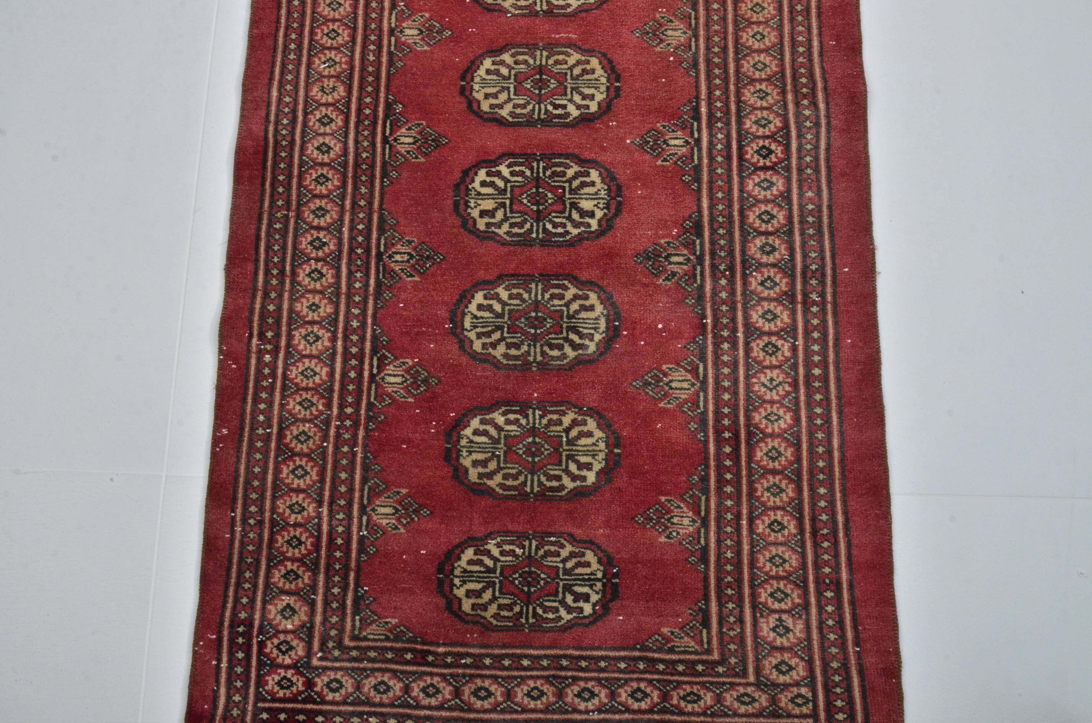 Tapis de couloir turc en laine rouge