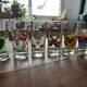 Set of 6 vintage glasses with butterfly decoration – 70s/80s