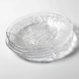 Set of 4 Kosta Boda Tropic Glass Dessert Plates, Scandinavian Fruit Design