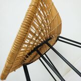1960s mid century armchair bamboo wicker with hairpin legs