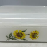 Ancien beurrier en verre Arcopal tournesol