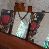 Barber triptych with towers brass mirror 58x24cm