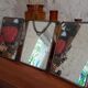 Barber triptych with towers brass mirror 58x24cm