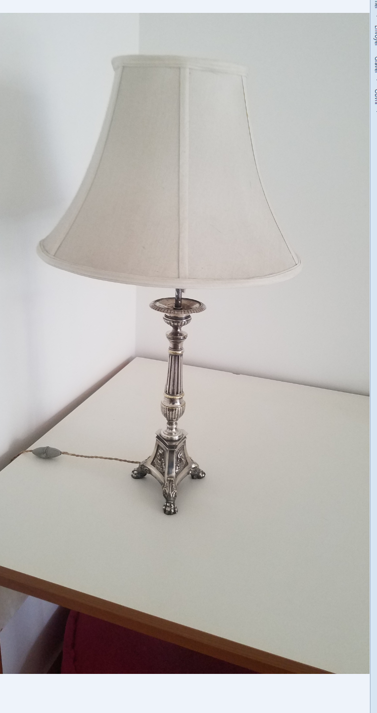 Silver metal lamp, old nineteenth electrified candle refurbished.