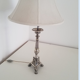 Silver metal lamp, old nineteenth electrified candle refurbished.