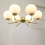 Mid-century Upward Sputnik Golden Chandelier, 60s