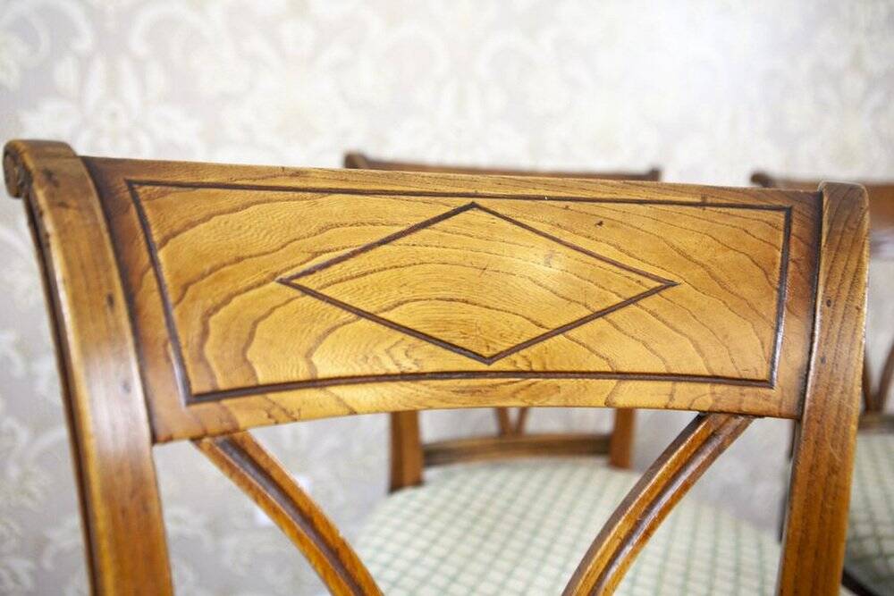 Vintage Elm Chairs in White Upholstery, 1950s, Set of 5