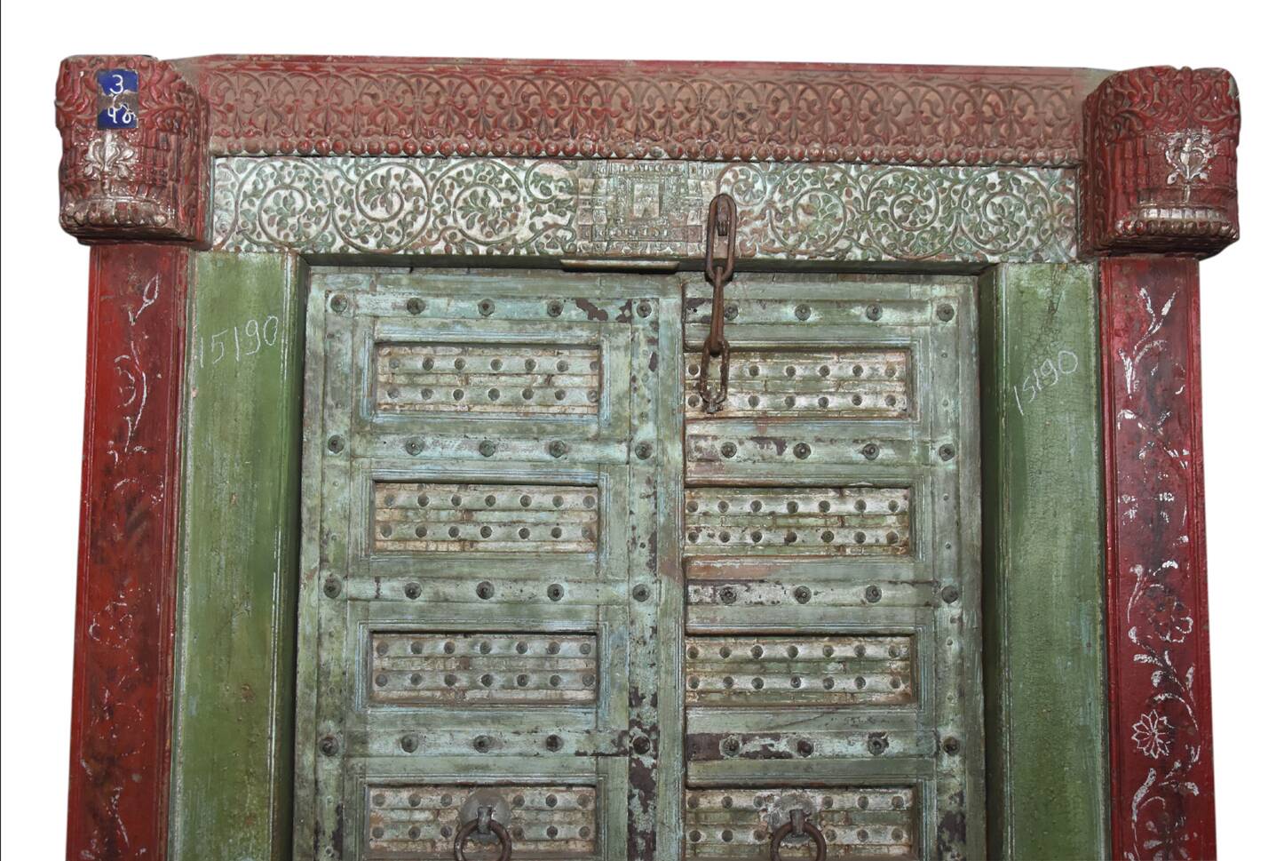 Old Indian door in old teak, original piece and patina