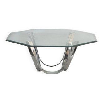 Glass and chrome coffee table by Roger Spunger for Dunbar 1960 US