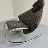 French design rocking chair in fabric and metal from the 70s/80s